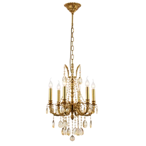 DARIAN CHANDELIER 6XE14 BRASS/CRYSTALS