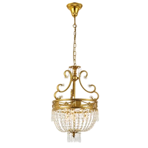 FREDERICK CHANDELIER 3XE14 BRASS/CRYSTALS