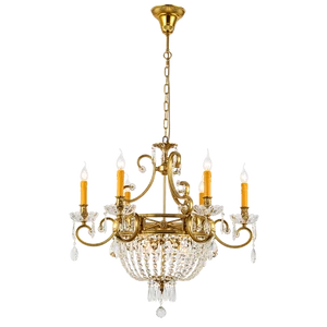 GEORGE CHANDELIER 9XE14 BRASS/CRYSTALS