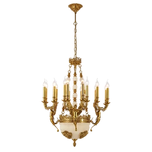 CHARLES CHANDELIER 19XE14 BRASS/JADE