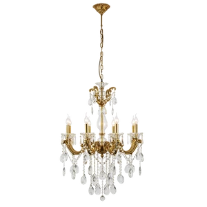 EDWARD CHANDELIER 8XE14 BRASS/JADE