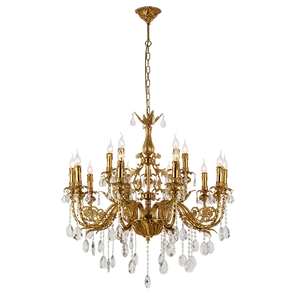 HERALD CHANDELIER 15XE14 BRASS/CRYSTALS