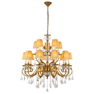 RALPH CHANDELIER 15XE14 BRASS/CRYSTALS