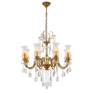 RICHARD CHANDELIER 8XE14 BRASS/CRYSTALS
