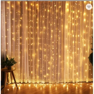 LED függöny USB 5V 300 LED 3x3m, távirányító 2700K