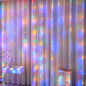 USB LED függöny 5V 300 LED 3x3m RGB távirányító