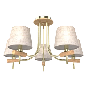 JONAS CEILING LAMP 5XE14 GOLD/WOOD