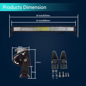 Led egyenes fényhíd 12V 405W három soros off-road munkalámpa 80cm kábelkészlettel
