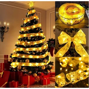 LED lánc szalag elemes 100LED 10m 2700K