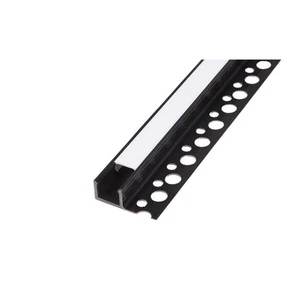 Led pvc profil 33x12 süllyesztett fekete 2m tejes fedlap