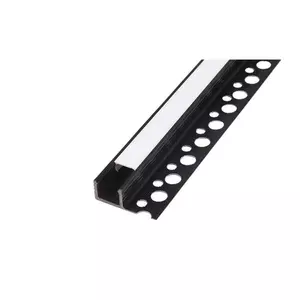 LED PVC profil 33x12 süllyesztett fekete 2m tejes fedlap