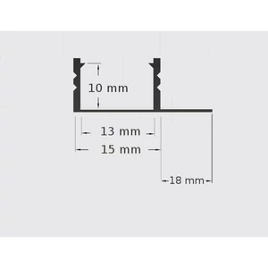 Led pvc profil 33x12 süllyesztett fekete 2m tejes fedlap