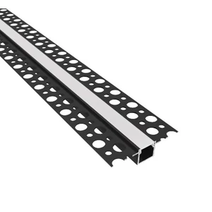Led pvc profil 33x12 süllyesztett fekete 2m tejes fedlap
