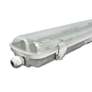 Üres lámpatest vízálló IP65 led fénycsőnek120cm 2x36W Átlátszó