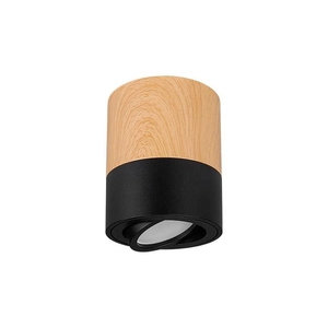 Felületre szerelhető GU10 lámpatest, kerek, 80x100, fekete+fa	