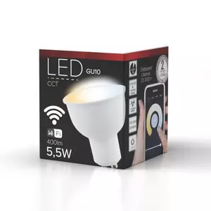 LED GU10 5,5W 400lm 2700-6500K fényforrás 120fokos Ra80 230V CCT, Smart Wi-fi, szabályozható fényerő