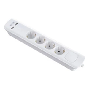 Hálózati elosztó 4db aljzat 1,5fm vezetékkel, kapcsolóval (H05VV-F 3x1,5 mm2) +2db USB port (2,1A 5V)