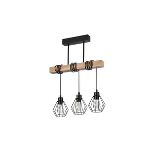 E27 otto függőlámpa x3 50cm fekete + fa