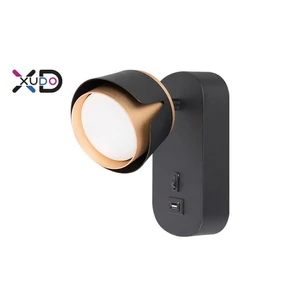 Fali olvasólámpa fekete+arany USB GX53 foglalat