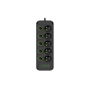 Modi hosszabbító kábel fekete 5x230v + 5xusb kapcsolók túlfeszültség védelemmel
