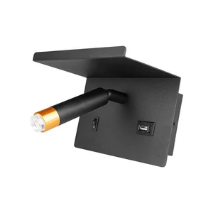 Piero G9 olvasó fali lámpa, USB polc, fekete + arany