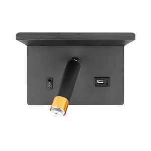 Piero G9 olvasó fali lámpa, USB polc, fekete + arany