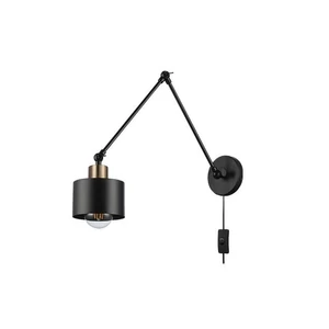 E27 LED Elza fali lámpa, kar x1, fekete + réz