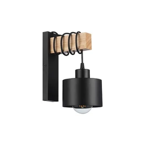E27 LED fali lámpa Elza függő x1 fekete + fa