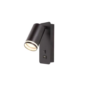 Gu10 olvasó fali lámpa 55mm fekete usb