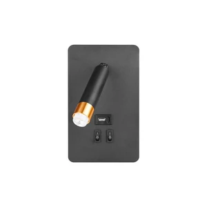 Piero G9 + LED USB olvasó fali lámpa, fekete + arany.
