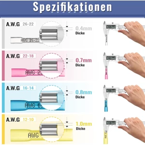 Krimpelő fogók toldóhüvelyhez 0,5 mm² - 6 mm²-hez (AWG 22-10) 210 darab toldóhüvely