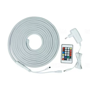 LED szalag neon flex RGB szett távirányítóval tápegységgel 5m IP65,12V DC 4,8W/m 300lm/m 120LED/m SMD2835