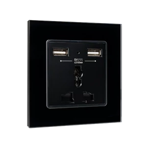 MULTI-FUNCT. SOCKET 16A WITH 2XUSB GLASS FRAME BL