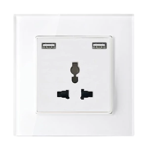 MULTI-FUNCT. SOCKET 16A WITH 2XUSB GLASS FRAME WH