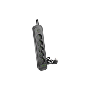 Modi hosszabbító kábel fekete 5x230V + 3x USB-A 1x USB-C