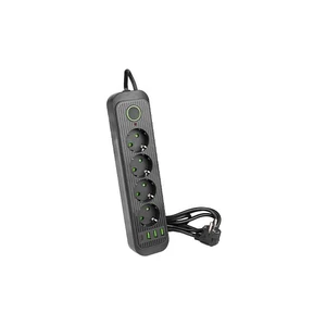 Modi hosszabbító kábel fekete 4x230V + 3x USB-A 1x USB-C