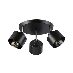 E27 LED Elza fali lámpa, mozgatható x3, fekete, kerek