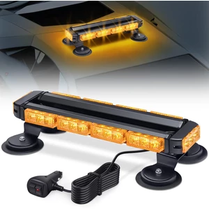 Fxlpower 41,5 cm LED figyelmeztető villogó lámpa – narancssárga, erős mágneses talp, 360° láthatóság