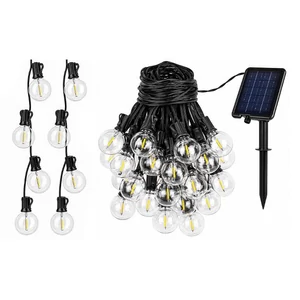 Napelemes LED girland 20m 20x E12 2700K távirányítóval