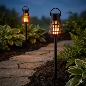 LED napelemes lámpa, lámpás, 50 cm, tűz, 2 az 1-ben