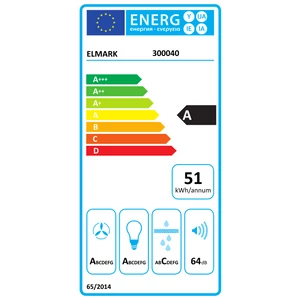 ELMARK EL-90J72WH ANGLE COOKER HOOD 800m3/h FILTER