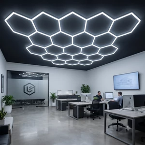 Hatszögletű LED lámpa szett 8 elemmel, 350W, 315×301 cm, 6500K hidegfehér fény