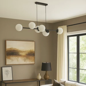E27 bali függőlámpa 90cm x6 fekete