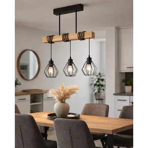 E27 otto függőlámpa x3 50cm fekete + fa