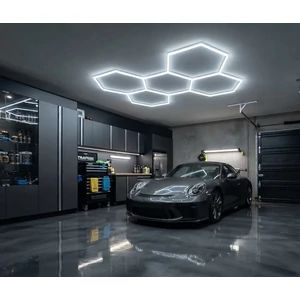 Hexagon LED lámpa szett 5 elemmel, 192W, 168×238 cm, 6500K hidegfehér fény
