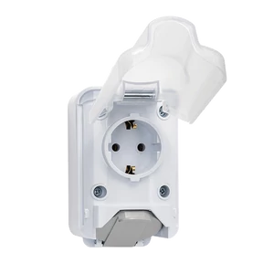 SOCKET+ SOCKET GERMAN TYPE 16A 250V WHITE, IP44