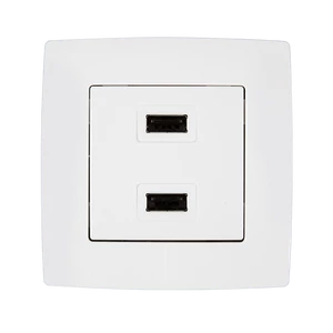 CITY USB DOUBLE SOCKET WHITE METALLIC