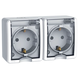 GERMAN TYPE SOCKET- DOUBLE IP44 WHITE