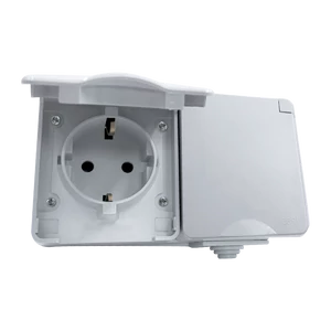 GERMAN TYPE SOCKET- DOUBLE IP65 GRAY