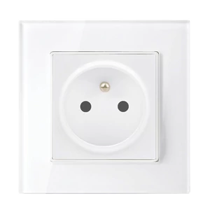 FRENCH TYPE SOCKET 16A GLASS FRAME WHITE+C. BOX